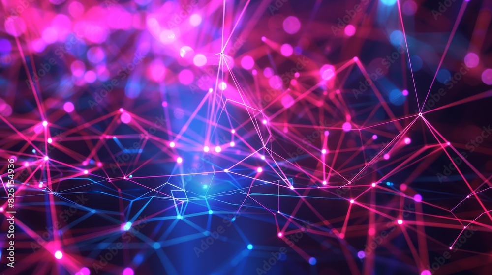 patterns of neon light lines and nodes representing data flow and connectivity patterns of neon light lines and nodes representing data flow and connectivity