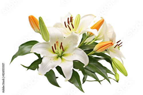 Real elegant blooming lily with buds isolated on white background © Luckygraphics