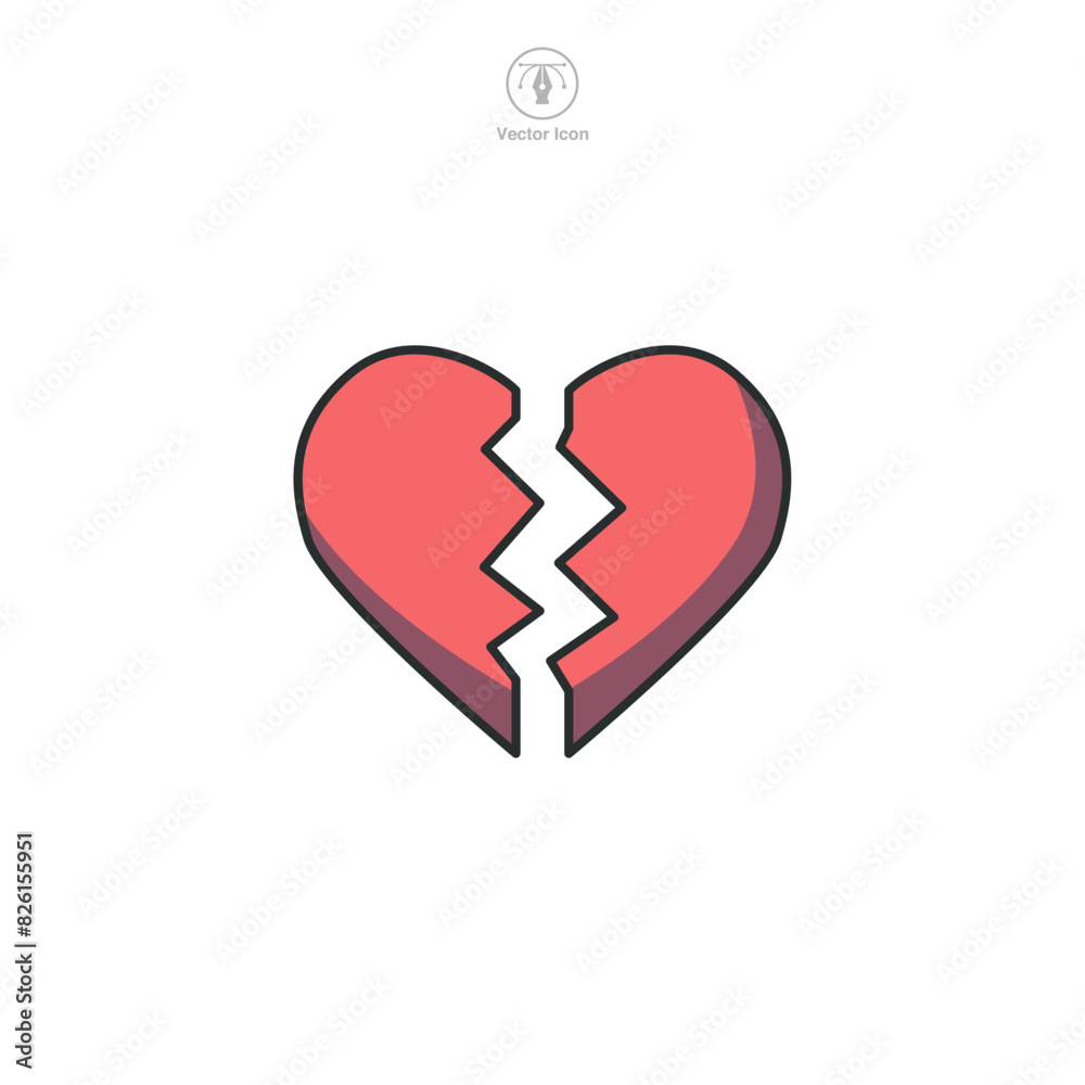 Broken Heart Icon symbol vector illustration isolated on white background Broken Heart Icon symbol vector illustration isolated on white background