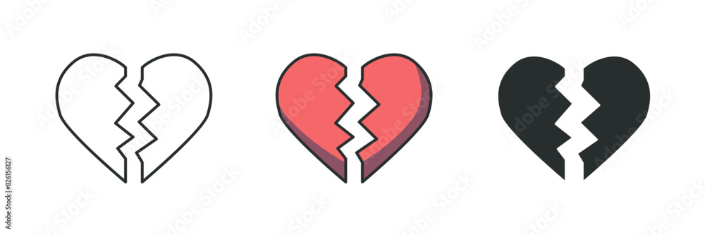 Broken Heart Icon symbol vector illustration isolated on white background