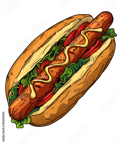 Classic hotdog vector illustration