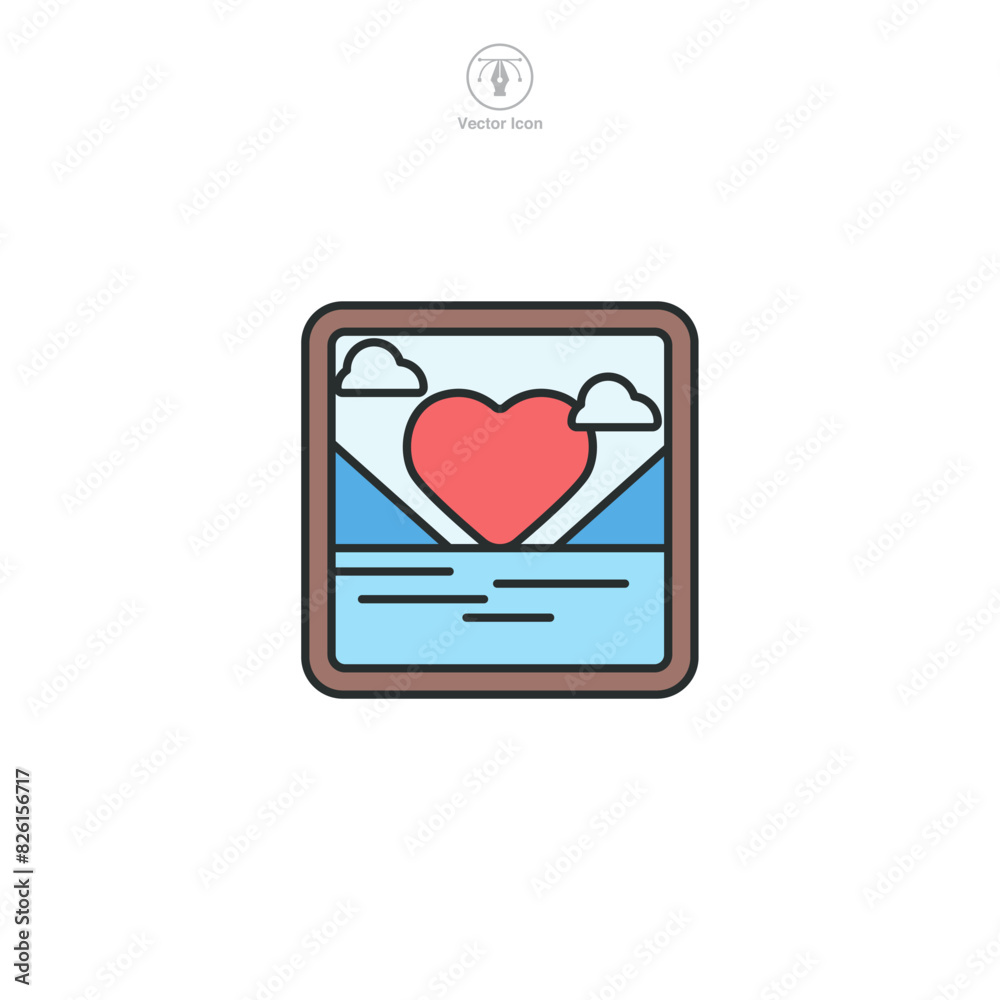Photo Frame Heart Icon symbol vector illustration isolated on white background Photo Frame Heart Icon symbol vector illustration isolated on white background