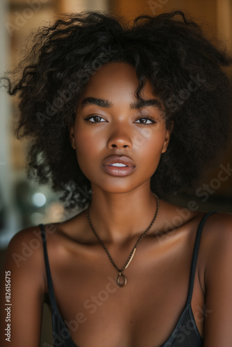 Ein schwarzes weibliches Model posiert