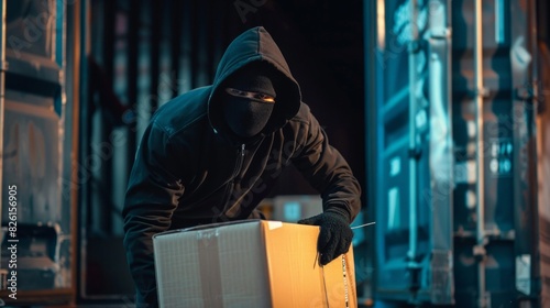 A man in a hoodie is holding a cardboard box