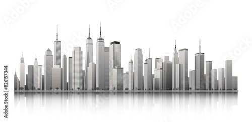 City skyline isolated on white background. City skyscraper, Modern cityscape buildings