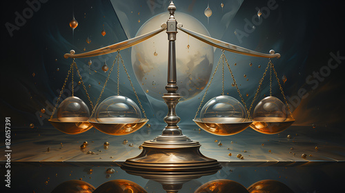 Photo of a scale symbol from world justice with a dark background

