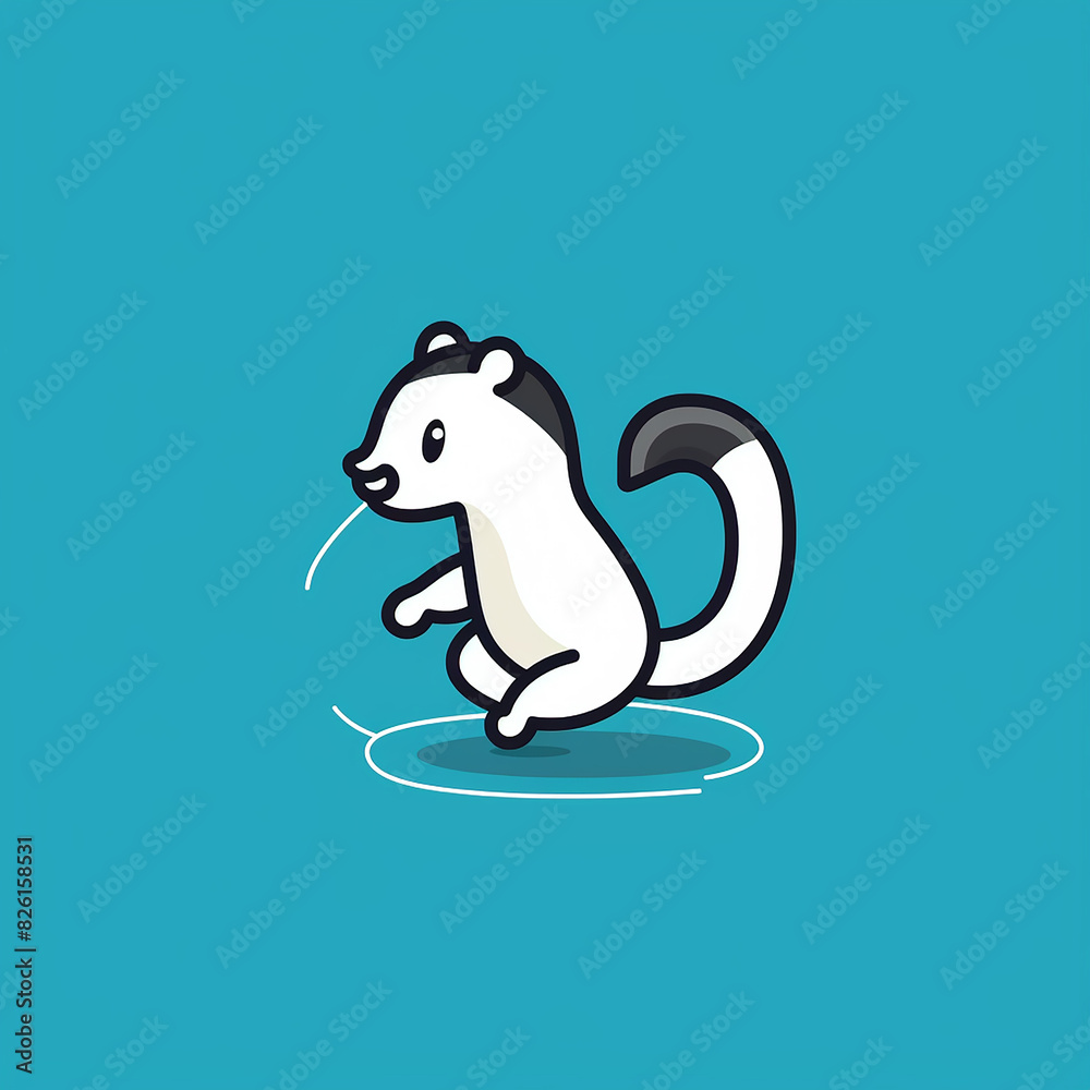 Obraz premium Skipping_Skunk_Skunk_happily_skipping_along_Modern_Li