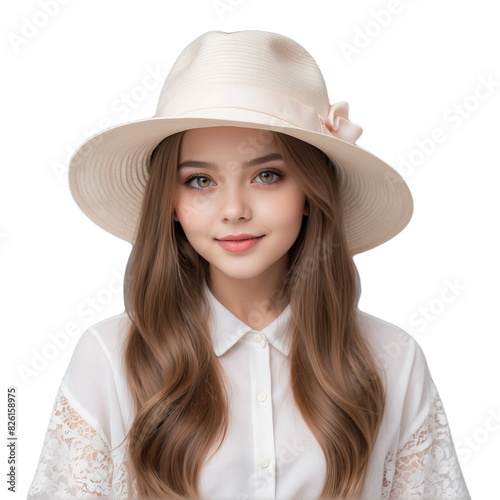 Portrait of a woman in a hat, a Trendy lady adjusting hair, a Beautiful woman