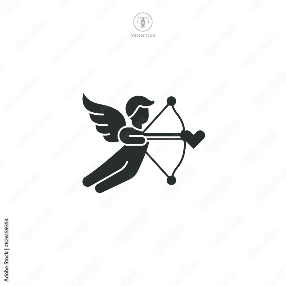 valentine cupid arrow Icon symbol vector illustration isolated on white background valentine cupid arrow Icon symbol vector illustration isolated on white background