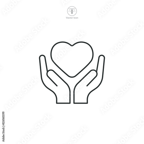 Heart in Hands Icon symbol vector illustration isolated on white background