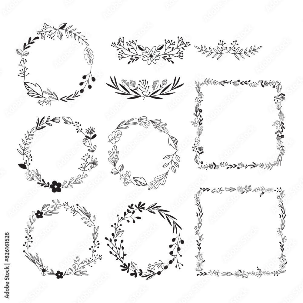 floral hand painted elements wreaths collection floral hand painted elements wreaths collection
