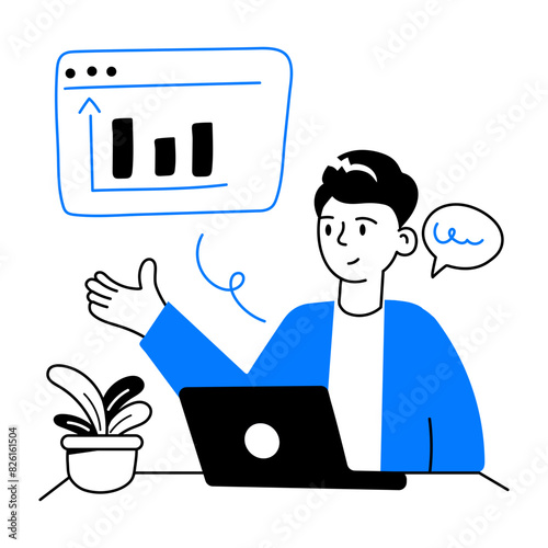 A handy doodle mini illustration of business consultant 