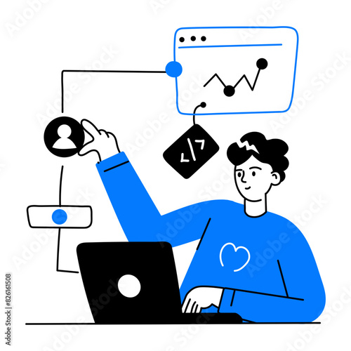 Get this web developer doodle mini illustration 