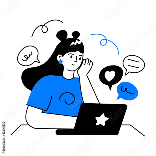Check this doodle mini illustration of online chat 