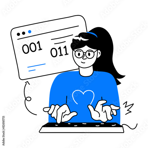 Latest doodle mini illustration of website coding 