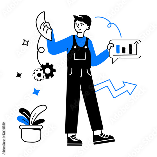 Check this doodle mini illustration of reporting analyst 