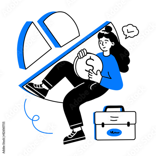 A hand drawn mini illustration of business woman 