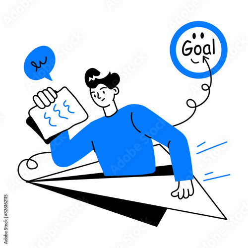 Latest doodle mini illustration of sending report 