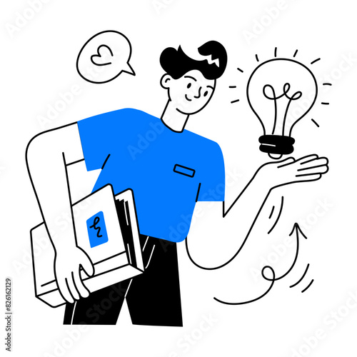 Trendy doodle mini illustration of work solution