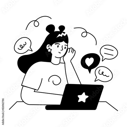 Check this doodle mini illustration of online chat 