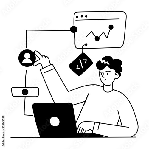 Get this web developer doodle mini illustration 