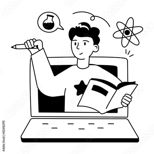 Ready to use doodle mini illustration of online teacher 