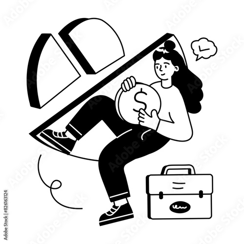 A hand drawn mini illustration of business woman 