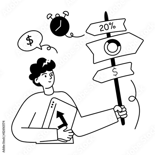 Check this doodle mini illustration of business choices 