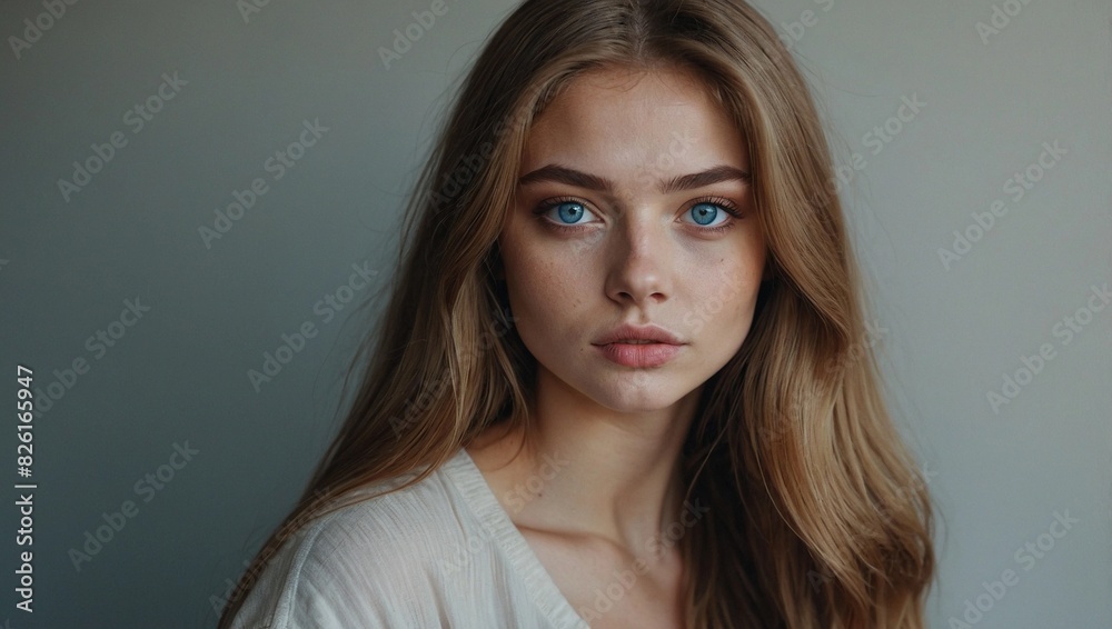 selfie of beautiful social media female caucasian model, long hair, gray or blue eyes, 22 years old selfie of beautiful social media female caucasian model, long hair, gray or blue eyes, 22 years old