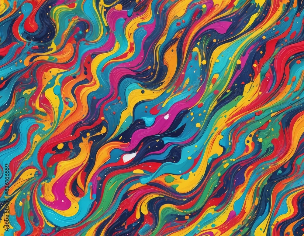 Colorful flowing liquid paint abstract background.