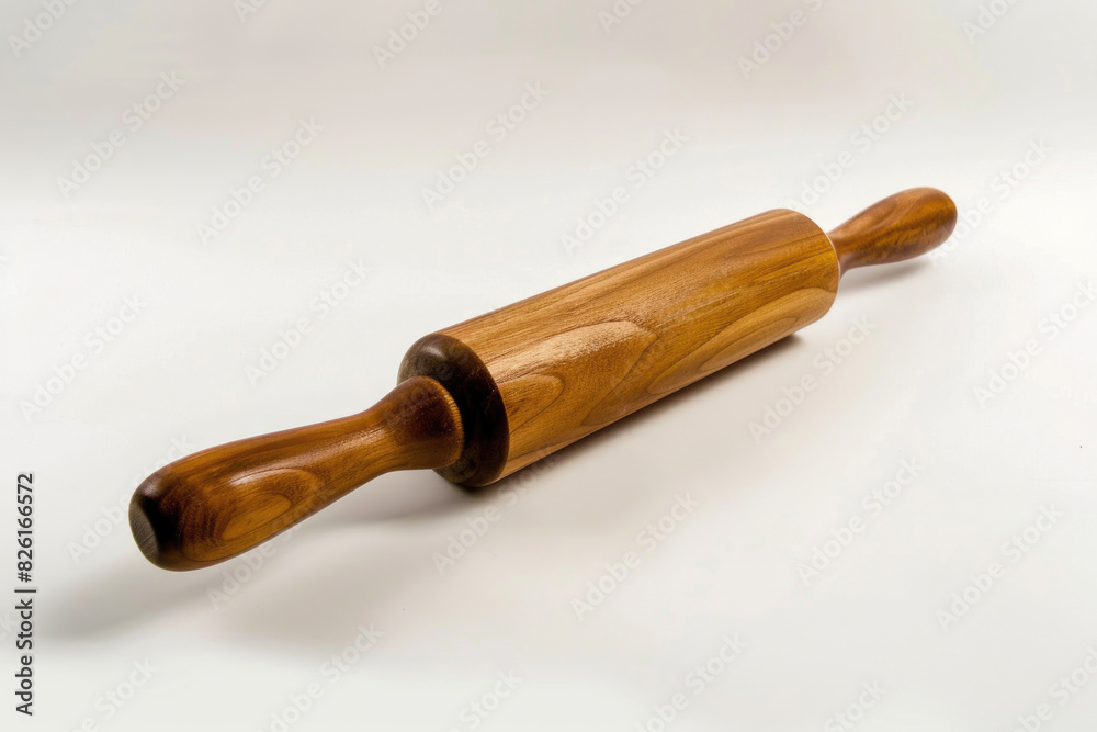 A classic wooden rolling pin with handles
