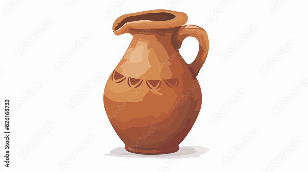 Old clay jug icon. Cartoon brown ceramic vessel Cartoon