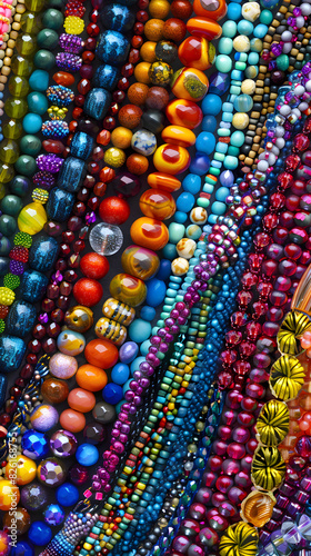 A Vibrant Mosaic of Beads Showcasing Intricate Designs and Creative Artistry