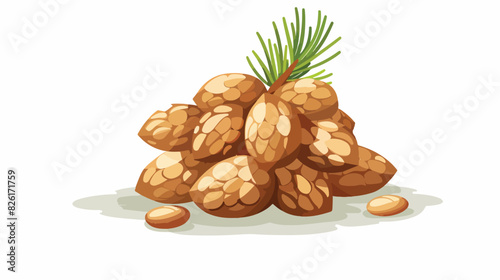 Pine nut cartoon icon. Raw healthy natural seeds Cartoon photo