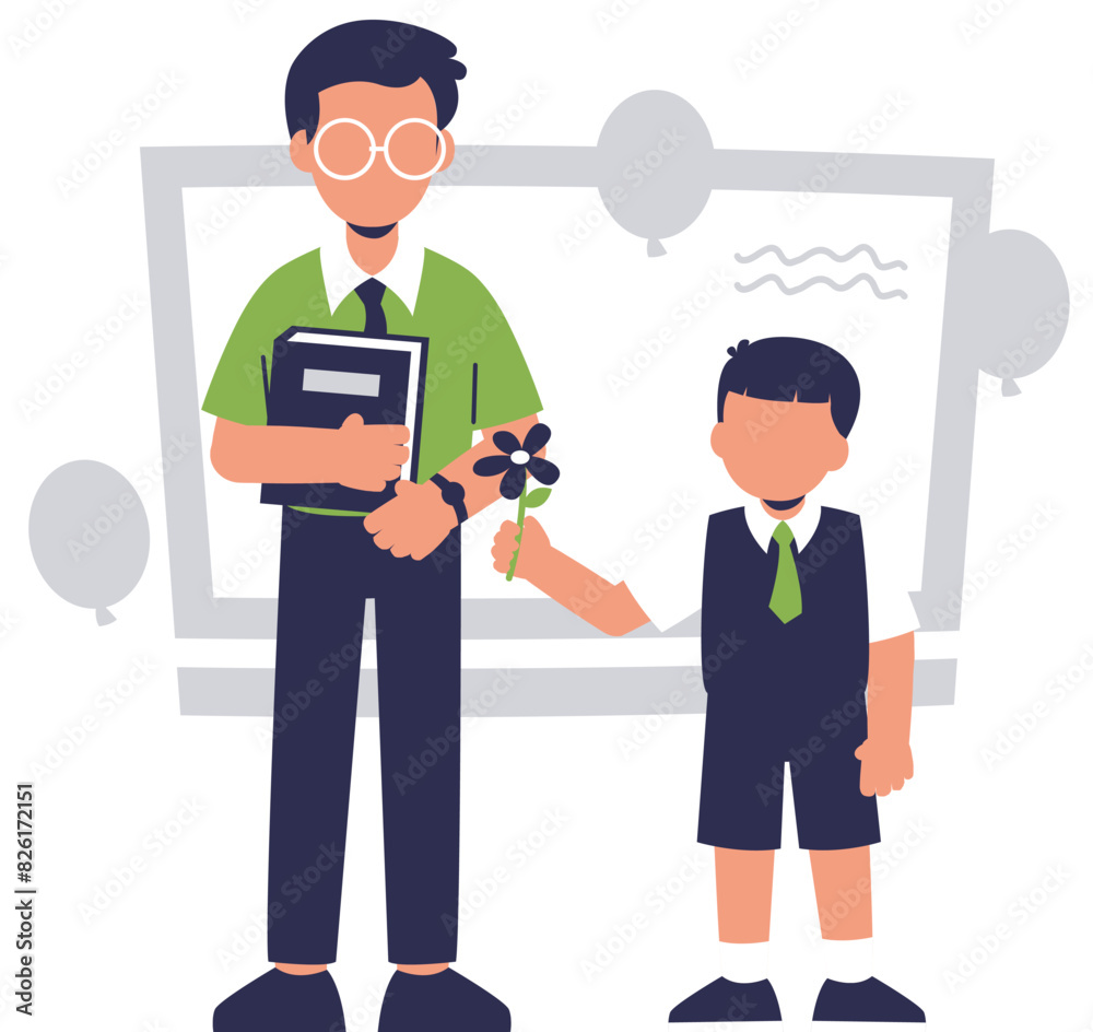 Happy Teacher’s Day. Teachers and Students. Flat vector illustration Happy Teacher’s Day. Teachers and Students. Flat vector illustration