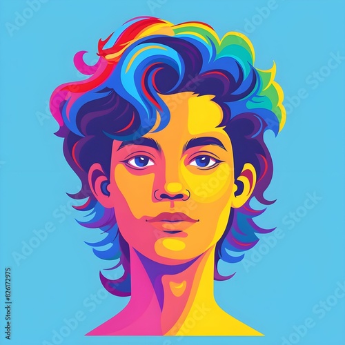 Vibrant Multicolored Portrait Illustration Ai generated
