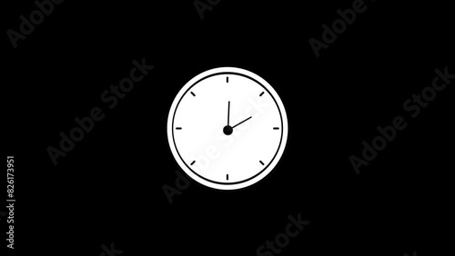 black clock isolated on white hours mins fast animation 
