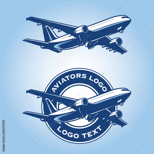 Fully editable logo template with realistinc looking 2D plane vector illustration