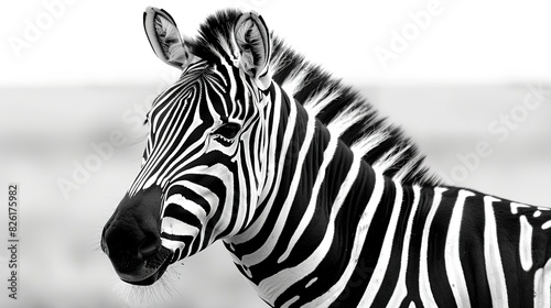 Zebra Equus burchelli stripes pattern black and white. Generative Ai