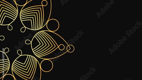 ornamental digital hand drawn golden mandala motion on black background. Floral luxury mandala rotating loop footage. (ID: 826176746)