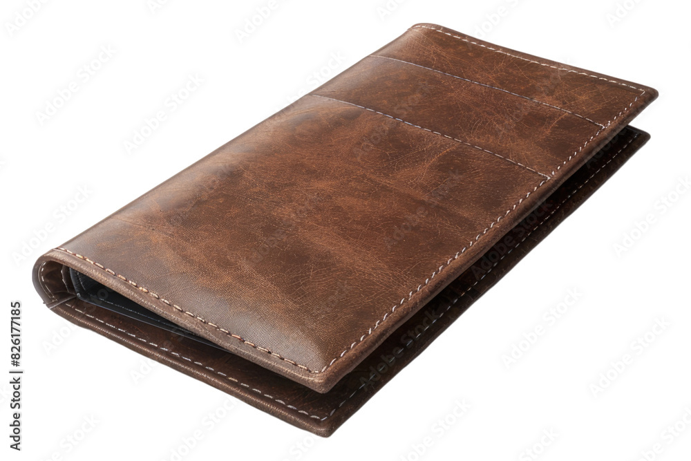 Brown checkbook wallet isolated on white background Brown checkbook wallet isolated on white background