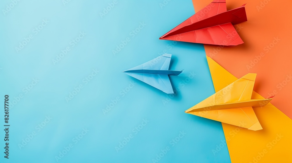 National Paper Airplane Day background concept with copy space National Paper Airplane Day background concept with copy space