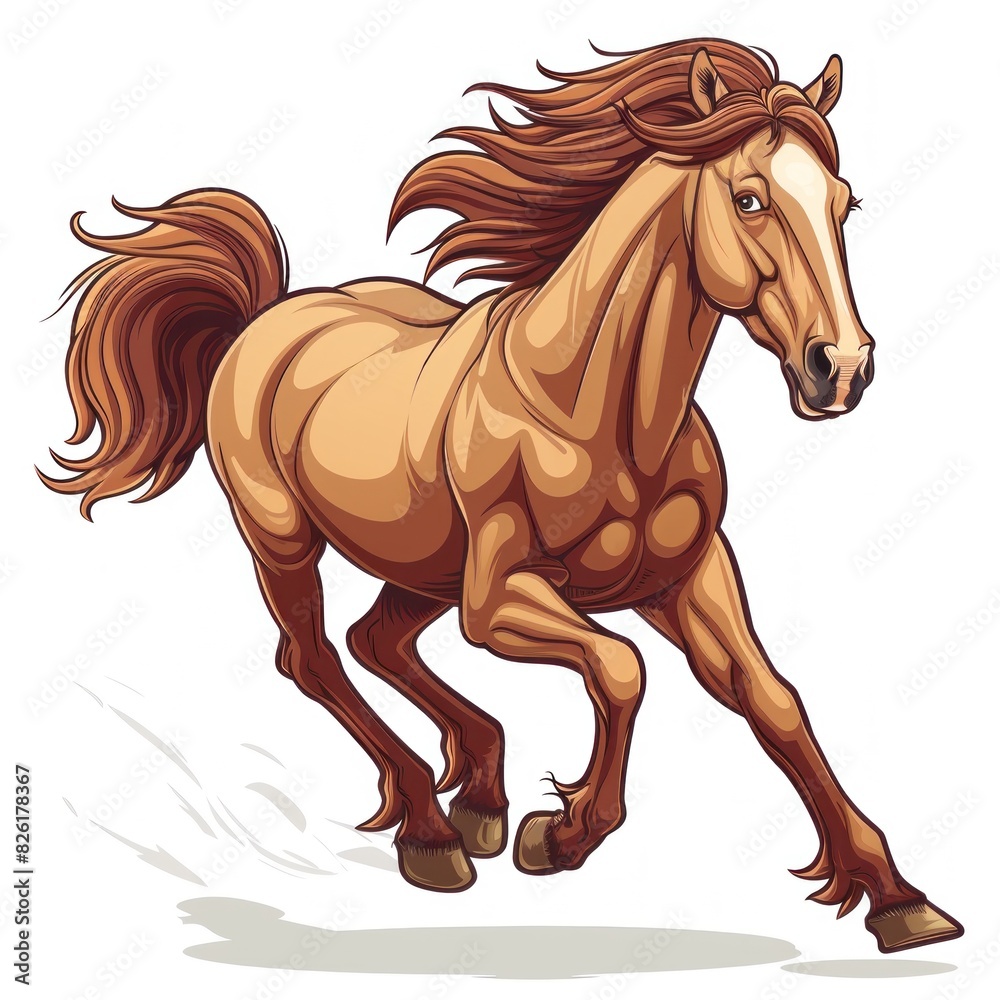 Dynamic 2D illustration of a horse rearing up. Energetic and spirited scene. Dynamic 2D illustration of a horse rearing up. Energetic and spirited scene.