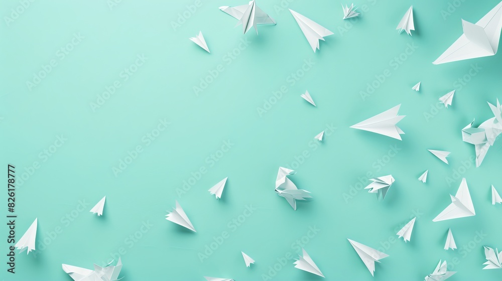 National Paper Airplane Day background concept with copy space National Paper Airplane Day background concept with copy space