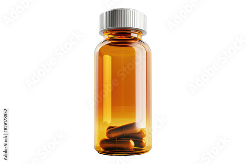 Capsule in bottle isolated on white background