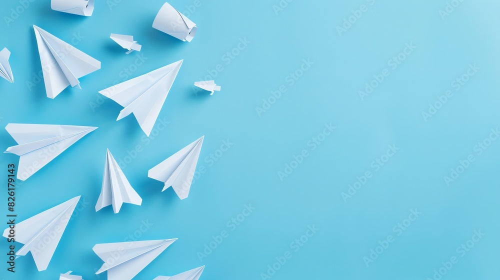 National Paper Airplane Day background concept with copy space National Paper Airplane Day background concept with copy space