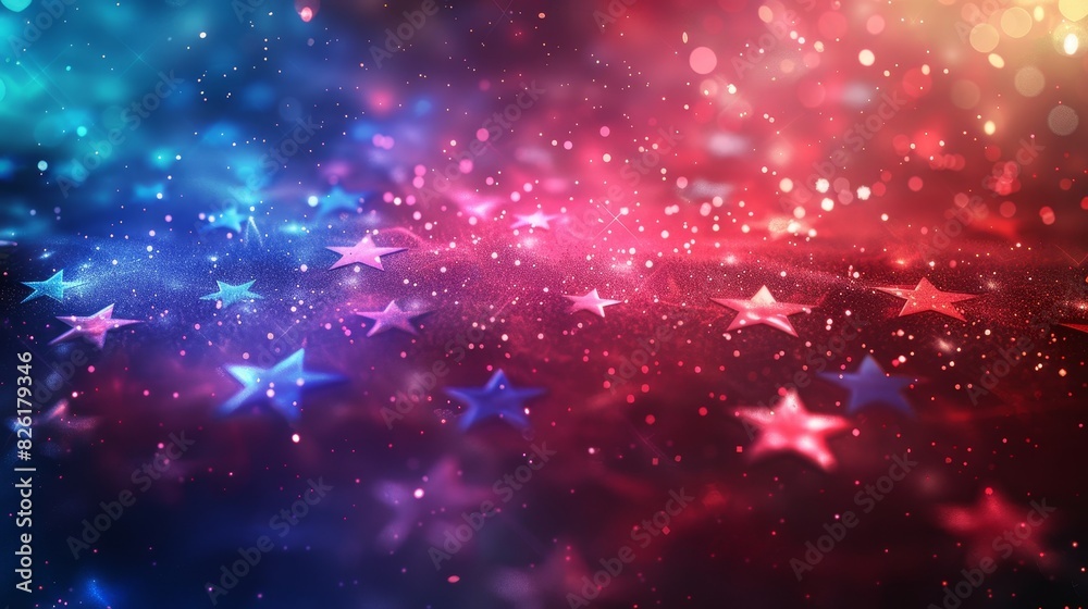 Colorful starry background with red white and blue colors for American patriotic theme Colorful starry background with red white and blue colors for American patriotic theme