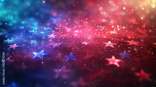 Colorful starry background with red white and blue colors for American patriotic theme © Sippung