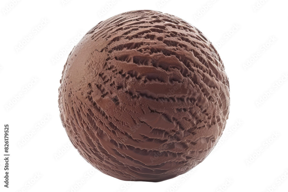 Chocolate ice cream ball isolated on white background