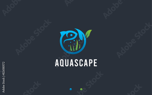 Aquaponics logo design vector silhouette illustration